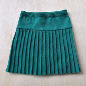 Vintage Jet Set Sweater Skirt Girls 7/8 Green Knit Pleated Short Casual Fall
